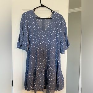 Blue and White Polka Dot Dress